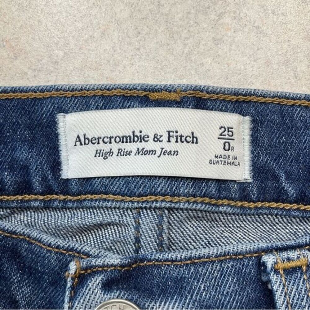 A&F High Rise Mom Jean 25 Regular Ripped Dark Wash - Picture 5 of 8